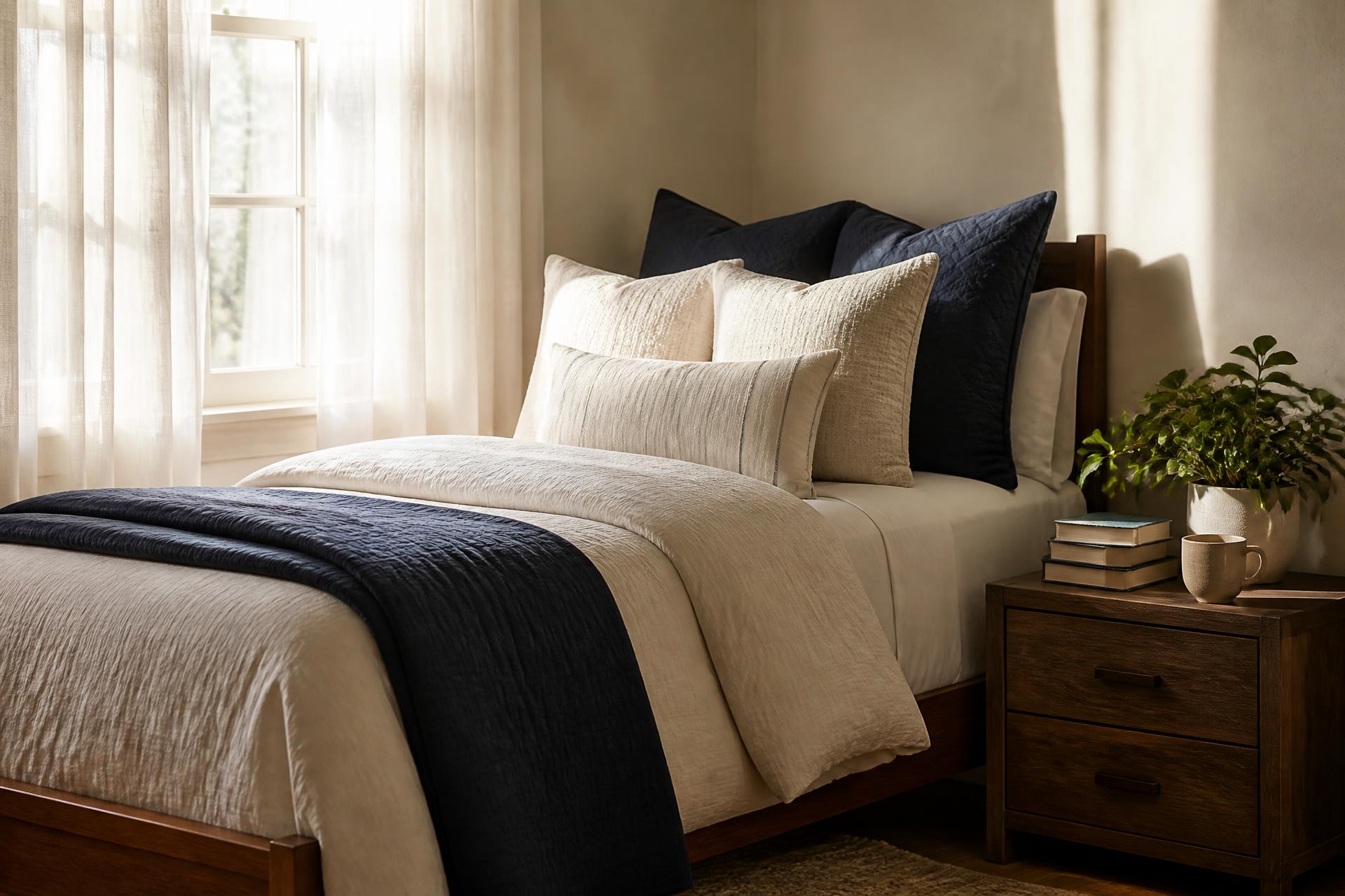 Fully furnished college dorm room with fresh bedding, storage, and study desk prepared by DormKind.